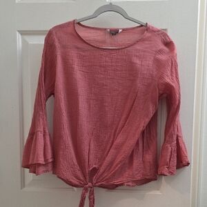 Express Dusty Rose Tie-Front Blouse